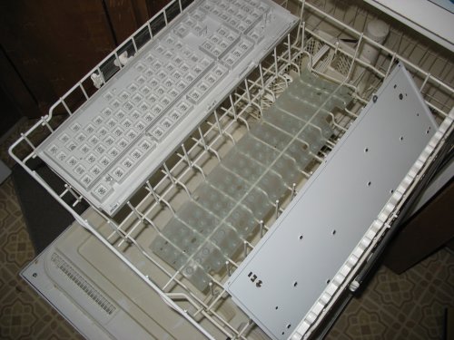 Keyboard pieces in the dishwasher